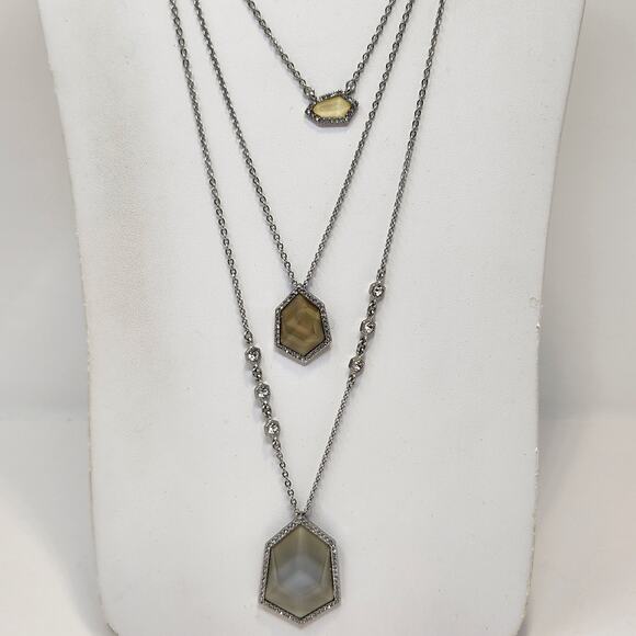 Chloe Isabel Multi Chain 3 in 1 Necklace Convertible Rhinestone Silver Tone - Picture 2 of 8